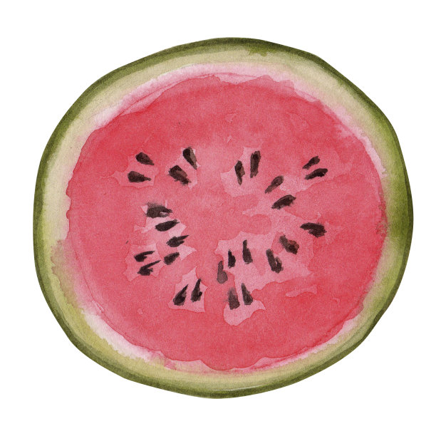 水彩半西瓜手绘插图孤立在白色背景图片下载