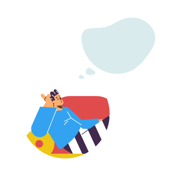 放松的人躺在沙发上，梦想着什么，平面矢量插图孤立在白色背景。多愁善感，思想空虚的人。图片下载