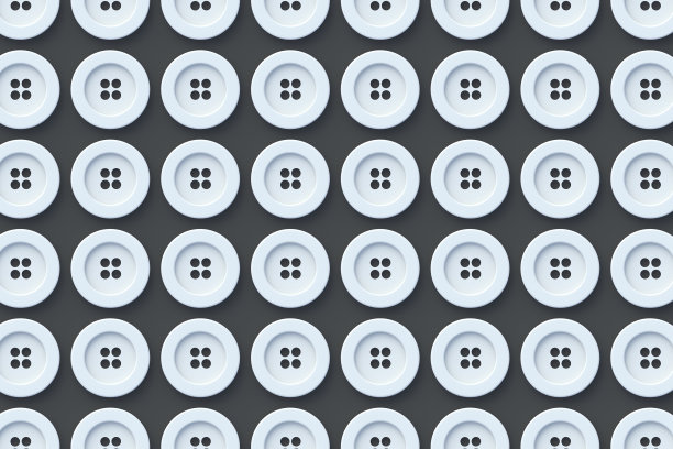 衣服上的纽扣。纺织工业。缝纫配件。前视图。三维渲染图片下载
