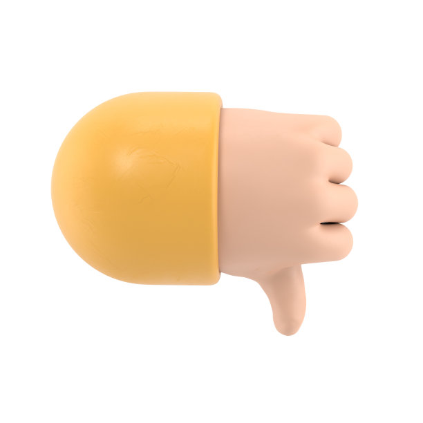 卡通手势图标模型。不喜欢、消极、糟糕的反馈或不一致的概念。白色背景上的3D渲染。图片下载