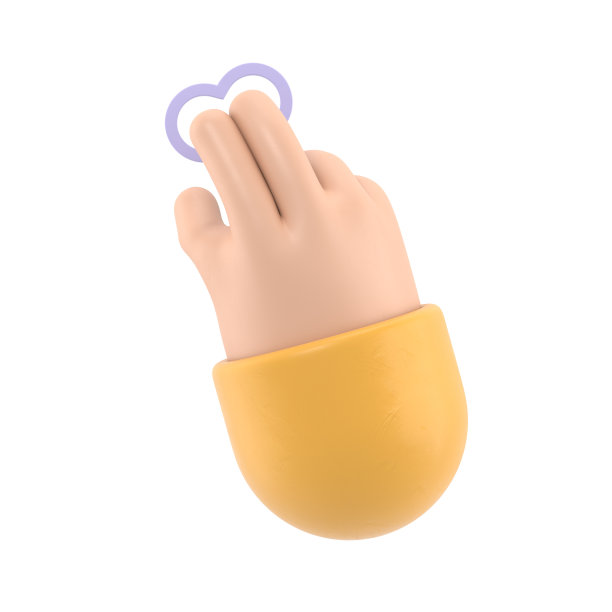 卡通手势图标模型。触摸屏手势线图标。3D插图双手触摸按钮卡通人物手。白色背景上的3D渲染。图片下载