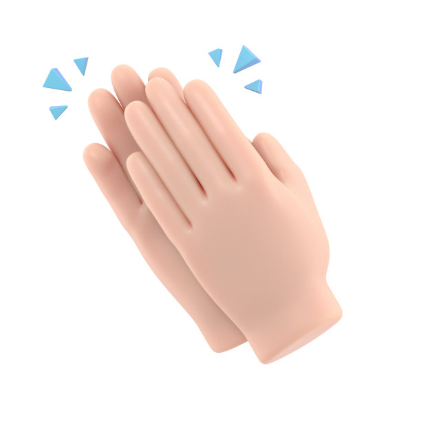 卡通手势图标模型。卡通人物用手鼓掌或大声鼓掌。白色背景上的3D渲染。图片下载