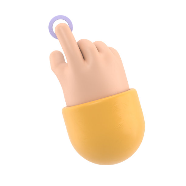 卡通手势图标模型。3d插图手触摸按钮卡通人物手。白色背景上的3D渲染。图片下载
