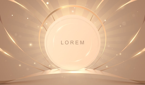 抽象圆形模板与金色丝带图片下载