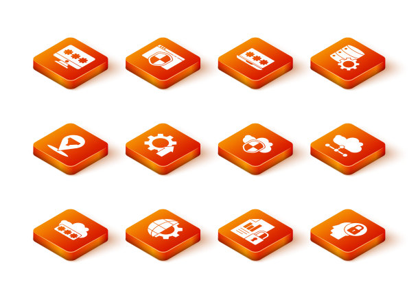 设置密码保护，地球的地球和齿轮，位置与销售漏斗，箭头增长，文件锁，云盾，人头和网络云连接图标。向量图片下载