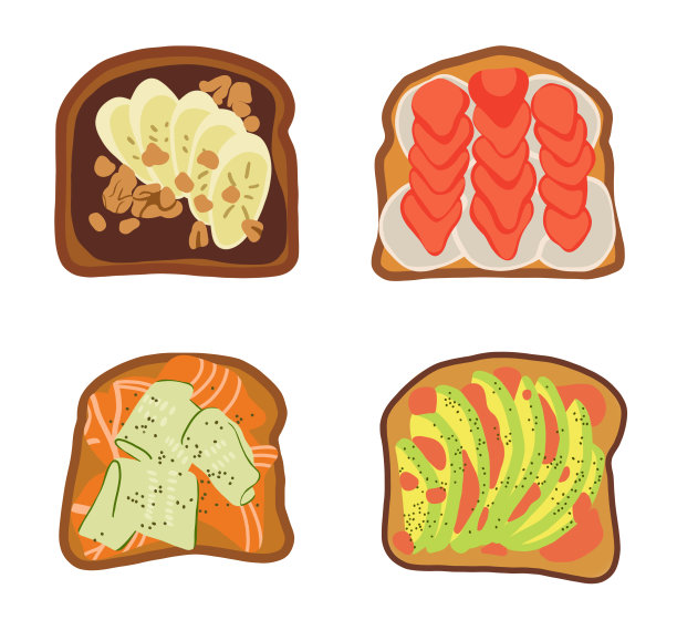 吐司插图套装。图片下载