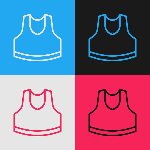 波普艺术线汗衫图标孤立的颜色背景。向量图片下载