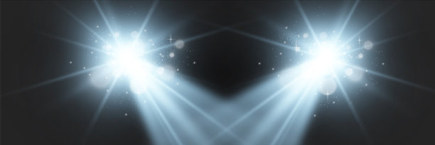 逼真的聚光灯照明。照明设备。图片下载