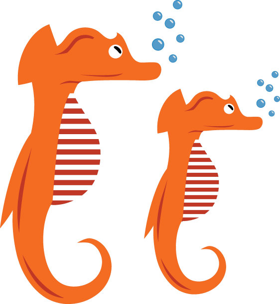 海马概念，炸鱿鱼矢量设计，海洋食品符号，水下动物水生常见物种插图图片下载