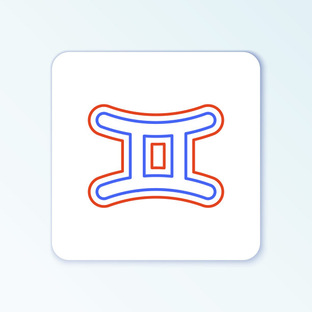 线双子座星座图标孤立在白色背景上。占星学的星象收集。彩色轮廓概念。向量图片下载