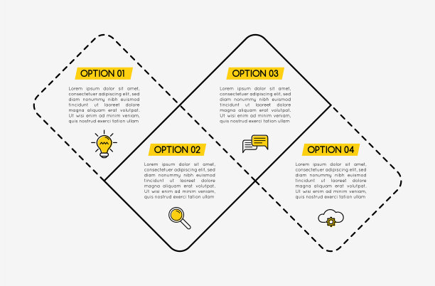 带有业务图标和4个选项的信息图。向量图片下载