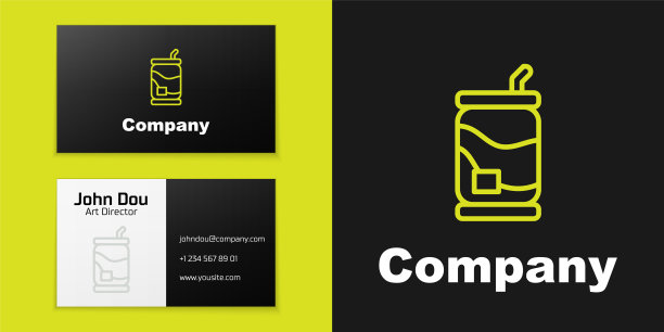 标志线苏打罐图标孤立在黑色背景。标志设计模板元素。向量图片下载