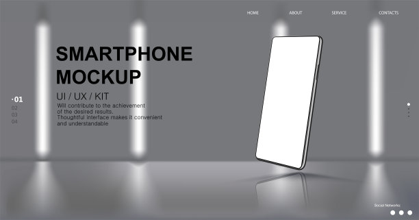 现实的智能手机模型与网站元素界面图片下载