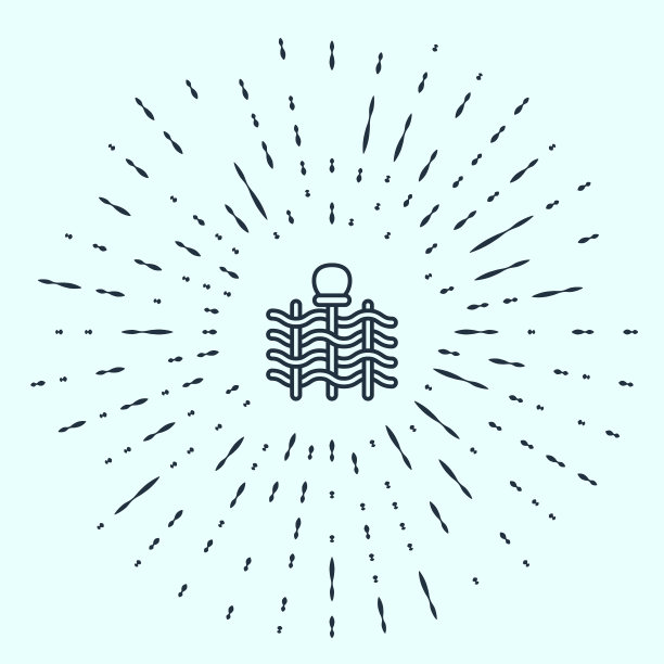 黑色线条柳条栅栏细杆与旧陶罐图标孤立在灰色背景。抽象圆随机点。向量图片下载