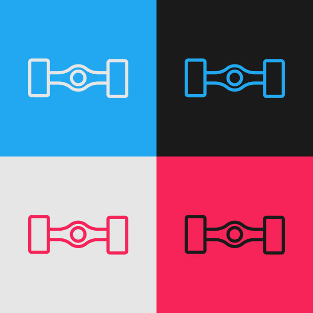 波普艺术线底盘汽车图标隔离在颜色背景。向量图片下载