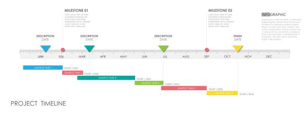 时间轴项目图用于业务的信息图表模板。12个月现代时间轴图表日历与表示矢量时间轴路线图信息图。图片下载