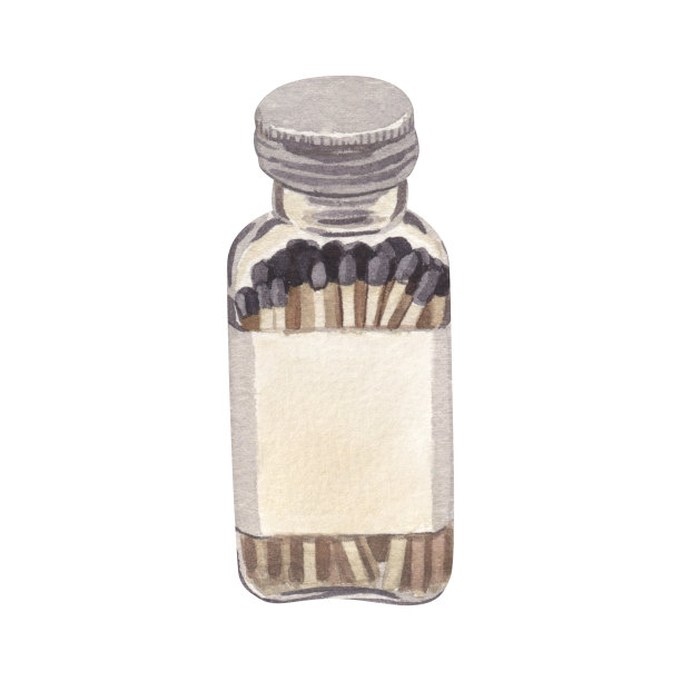 水彩玻璃罐与颜色匹配。趋势手绘插图孤立的白色背景。非常适合芳香疗法，hygge家居，冥想图片下载