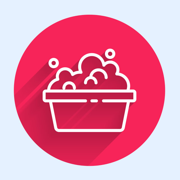 带有肥皂泡沫图标的白线塑料盆图片下载