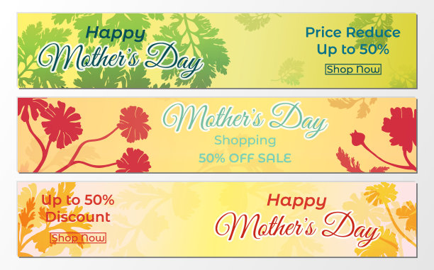 有花卉成分的母亲节横幅图片下载