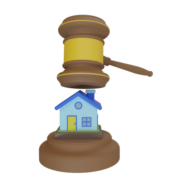 3D渲染简约可爱房屋拍卖概念图标图片下载