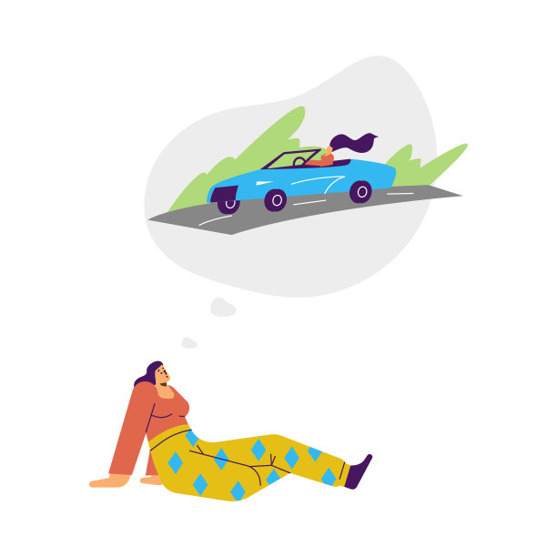 梦中的女人坐着，双手撑着，想象着平车的样子图片下载