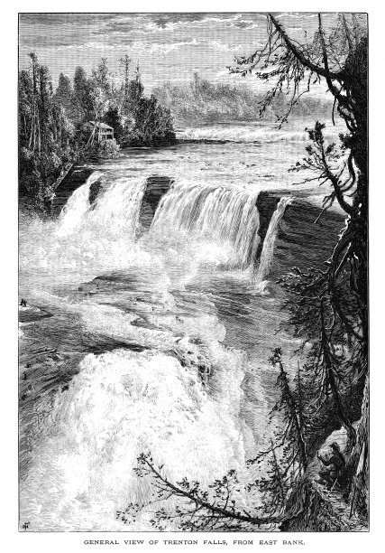 特伦顿瀑布，东部，在西加拿大溪，特伦顿，纽约，美国，地理图片下载