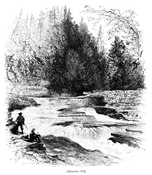 阿尔罕布拉瀑布，特伦顿瀑布在西加拿大溪，特伦顿，纽约，美国，地理图片下载