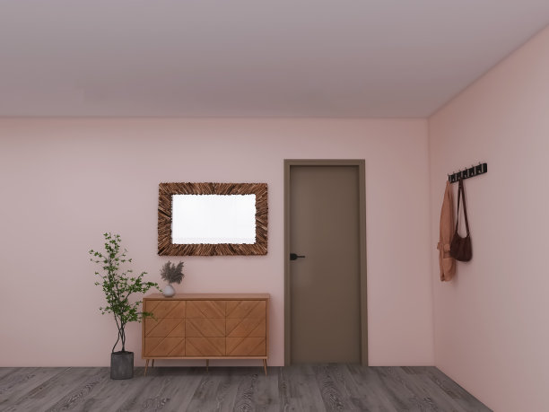 走廊内部3d渲染，3d插图图片下载