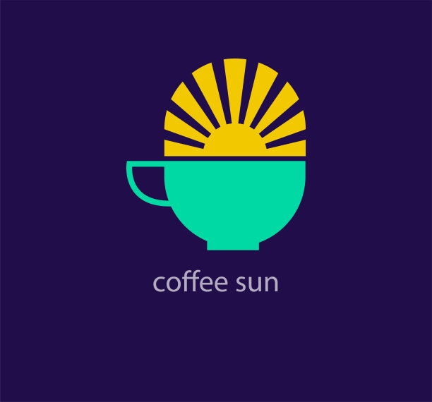 独特的咖啡旭日标志。现代设计色彩。图片下载