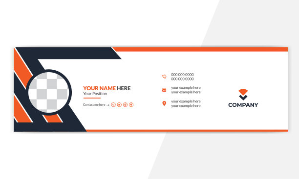 电子邮件签名模板，签名，商务电子邮件，邮件签名在现代和最小的布局。公司电子邮件签名与作者照片的地方。图片下载