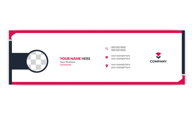 商务电子邮件签名在现代和最小的布局。公司电子邮件签名与作者照片的地方。图片下载