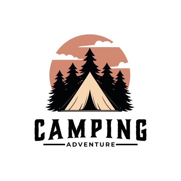 露营户外探险模板。帐篷营地矢量图。图片下载