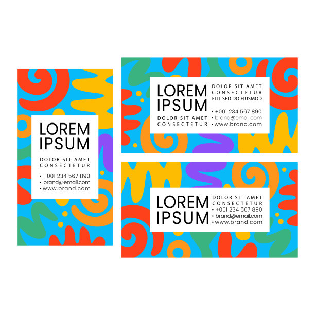矢量名片幼稚的涂鸦形状明亮的模板图片下载