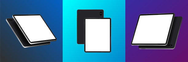 彩色背景上的平板电脑模型图片下载