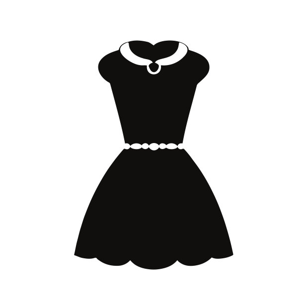 黑色连衣裙图标平面矢量插图图片下载