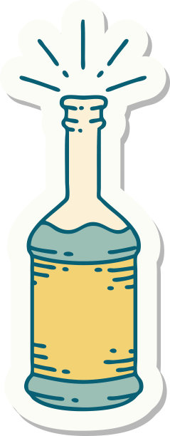 纹身风格的啤酒瓶贴纸图片下载