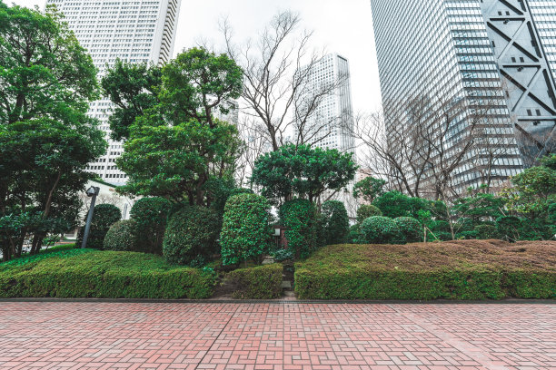 东京新宿，建筑前的开放区域图片下载