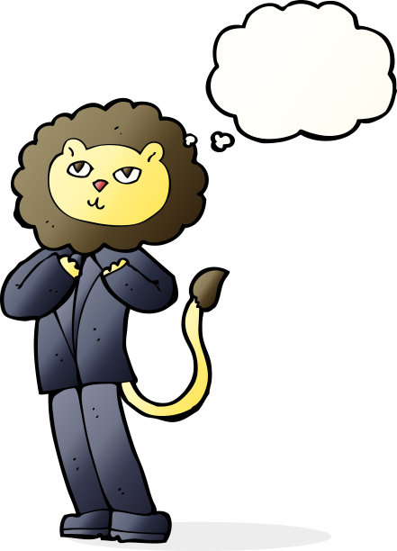 卡通狮子商人与思想泡沫图片下载