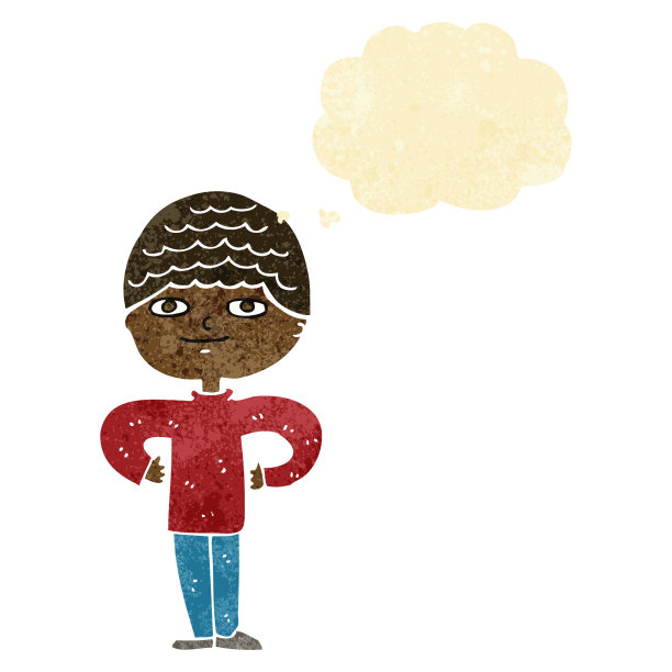 卡通自豪的男人与想法泡泡图片下载