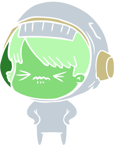 愤怒的平面色彩风格卡通空间女孩双手放在臀部图片下载