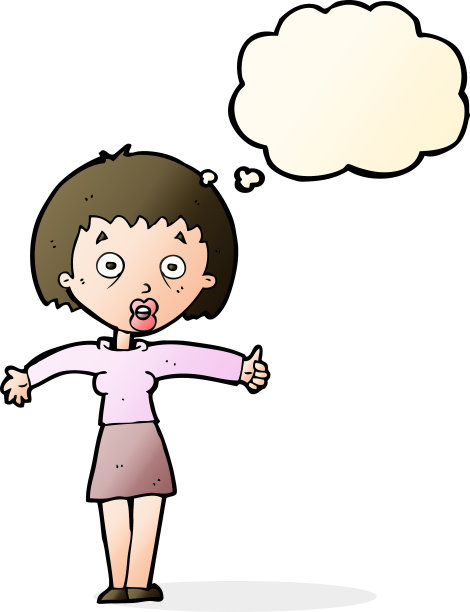 卡通惊奇女人的思想泡泡图片下载
