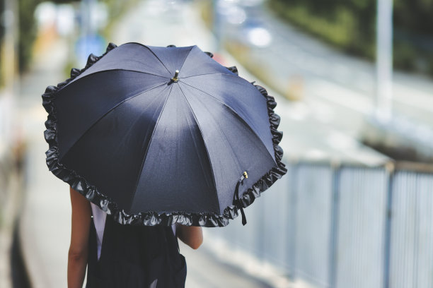 拿着黑色阳伞的女人图片下载
