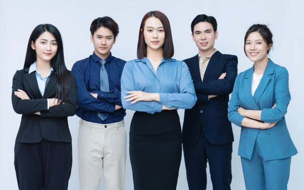 背景上的集团业务人员的照片图片下载