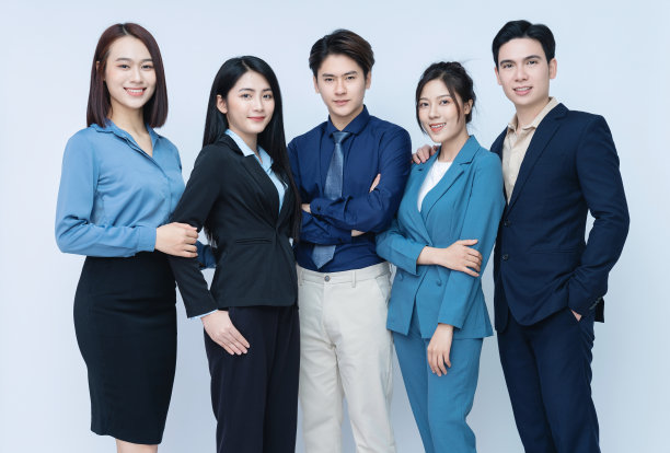 背景上的集团业务人员的照片图片下载