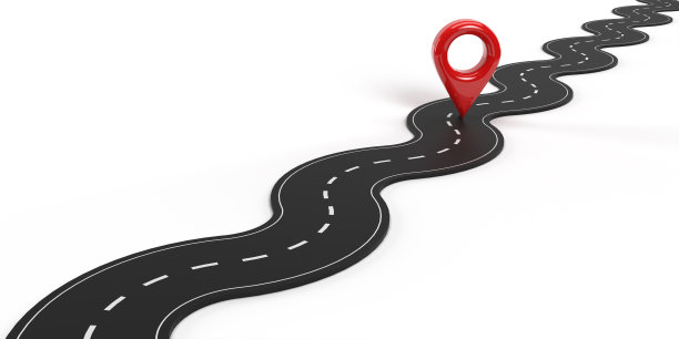 红色大头针指引着曲折的成功之路图片下载