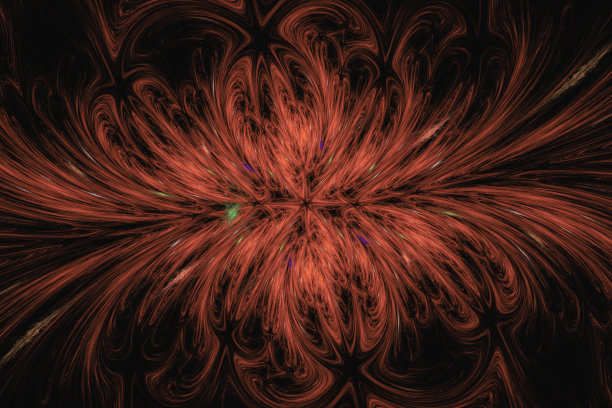 黑色背景上的暗橙色曲线花卉图案。图片下载