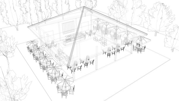 咖啡店的3D插图图片下载