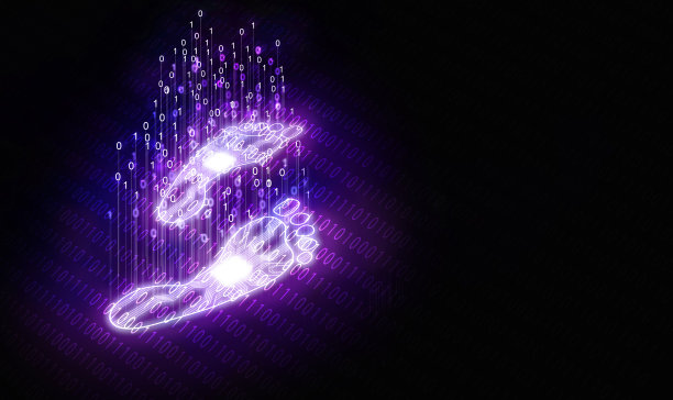 数字足迹或影子概念。所有在互联网或数字设备上可追踪的活动。个人通过在线行为创建的数据体。图片下载