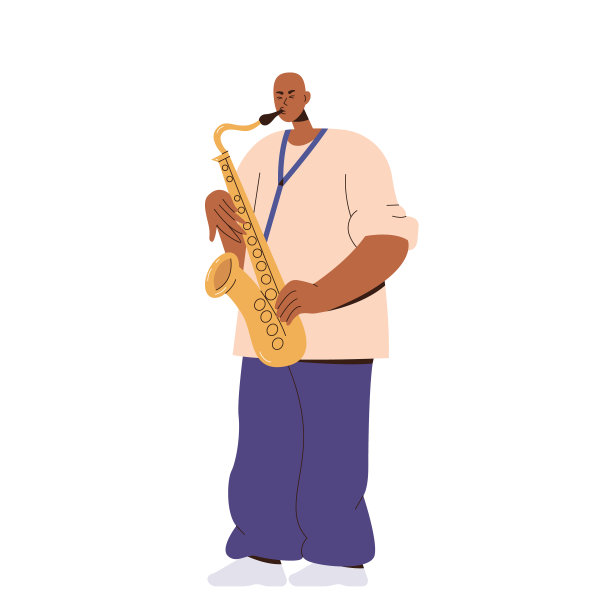 兴奋的男子音乐家萨克斯演奏浪漫的旋律孤立地站在白色背景图片下载
