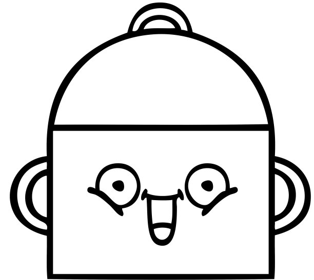 一个烹饪锅的线条漫画图片下载
